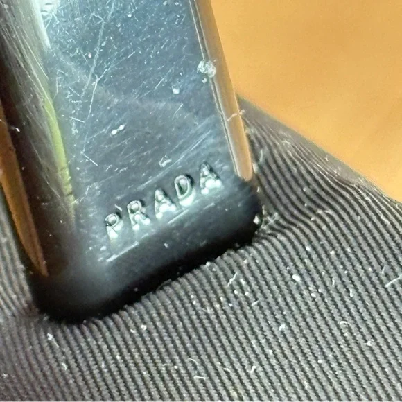 PRADA BLACK METAL HANDLE NYLON SATCHELL TOTE BAG - Picture 6 of 15